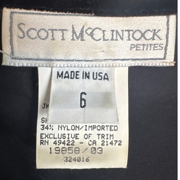 Vintage Scott McClintock Tuxedo Style Jacket Black Velvet  Size 6P Whimsigoth - Picture 8 of 9